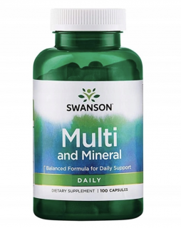 Swanson Multi and Mineral, multivitamin ásványi anyagokkal, 100 kapszula  Étrend-kiegészítő