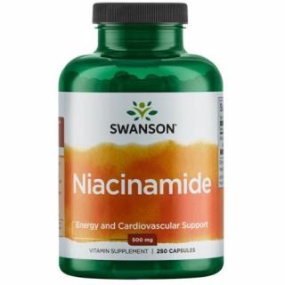 Swanson nikotinamid B3-vitamin (niacinamid), 500 mg, 250 kapszula