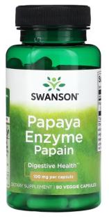 Swanson papaya enzim papain, papain, fehérje emésztés, 100 mg, 90 kapszula  Étrend-kiegészítő