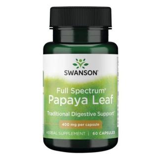 Swanson Papaya Leaf, Papaya Leaf, 400 mg, 60 kapszula  Étrend-kiegészítő