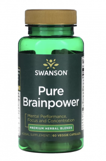 Swanson Pure Brainpower, agytámogatás, 60 gyógynövény kapszula  Étrend-kiegészítő