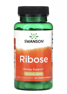 Swanson Ribose, Ribose, 750 mg, 60 Növényi kapszula  Étrend-kiegészítő