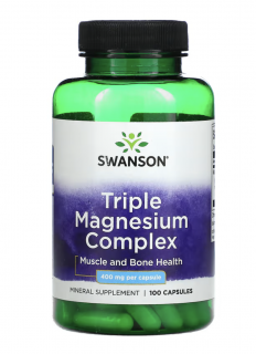 Swanson Triple Magnézium Complex, 400 mg, 100 kapszula  Étrend-kiegészítő
