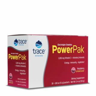 Trace Minerals Electrolyte Stamina Power Pak, vitaminok és ásványi anyagok, málna íz, 30 tasak  Étrend-kiegészítő