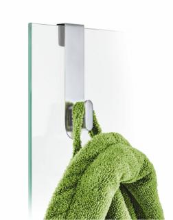 AREO szálcsiszolt rozsdamentes acél zuhanyüvegre akasztható fürdőszobai akasztó