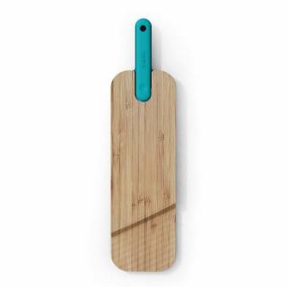 Artú   természetes fa - kék 43x11 cm-es bambusz csúszásmentes vágódeszka beépített késsel