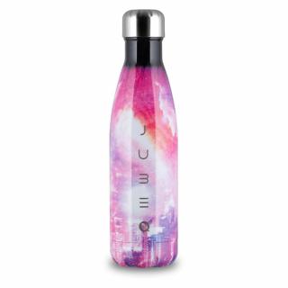 The Bottle  Big City fényes fehér-rózsaszín-lila 0,5l-es rozsdamentes acél hőtartó design kulacs