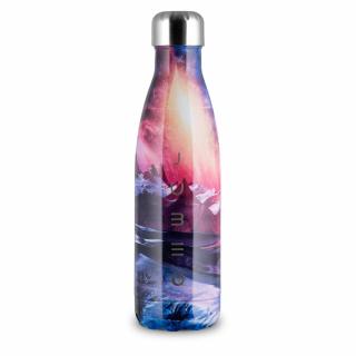 The Bottle  Mountain Stars fényes fehér-kék-rózsaszín 0,5l-es rozsdamentes acél hőtartó design kulacs