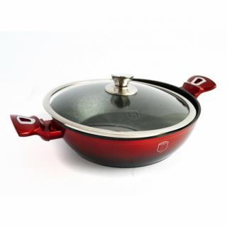 Berlinger Haus Wok fedővel 30 cm. Burgundy Metallic Line