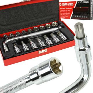 Mar-Pol Torx készlet külső/belső E-torx 1/2" 17 db-os E10-24