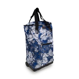 Összecsukható gurulós táska - kék virágos