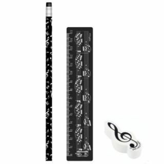 Agifty Creative art  music gifts AGS6008 Fekete, kottamintás írószer készlet 3 db-os készlet Zenei ajándéktárgy