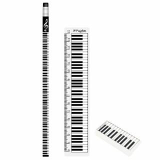 Agifty Creative art  music gifts AGS6010 Fekete, zongorabillentyű mintás írószer készlet 3 db-os készlet Zenei ajándéktárgy