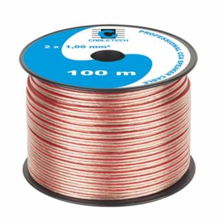 Cabletech KAB0357  Transzparens, réz-alumínium CCA, 2x1mm2 Hangszórókábel méterre