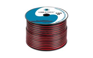 Cabletech KAB0393 piros-fekete, réz-alumínium CCA, 2x2,5mm2 Hangszórókábel