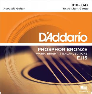 D'Addario EJ15 Light tension 010-047  akusztikus gitárhúr szett