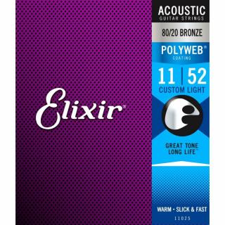 Elixir 80/20 Bronze PolyWeb 11-52(11025) Custom Light akusztikus gitárhúr szett