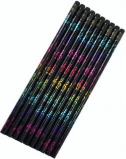 Fekete ceruza, színes violinkulcs mintával AGB1153 Zenei ajándéktárgy