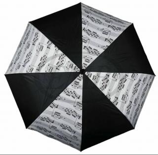 Fekete-fehér, kotta mintás 100cm összecsukható esernyő AGU2002 Zenei ajándéktárgy