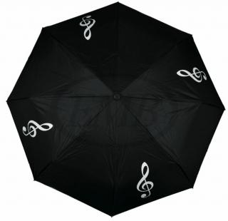 Fekete, fehér violinkulcs mintás, összecsukható esernyő AGU2003 átmérője 100 cm Zenei ajándéktárgy