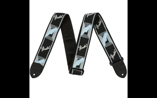 Fender® 2" Monogrammed Strap Black/Light Grey/Blue heveder