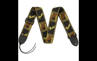 Fender® 2" Monogrammed Strap Black/Yellow/Brown heveder