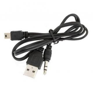 KPO2861A USB kábel, USB dugó - Mini USB és 3,5mm sztereó jack dugó, töltő és AUX 50 cm