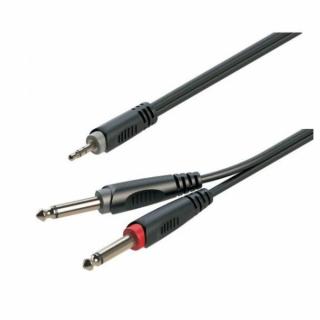 Soundsation®SJJJ-50BK 3.5 mm-es Sztereo Jack – 2 x 6.3 mm-es Mono Jack (5m)