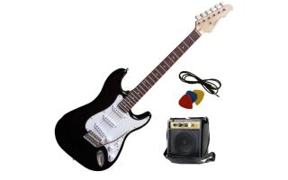 Vision ST-5 BK Fekete Stratocaster vintage tremolo gitár + Mini gitárerősítő Szett