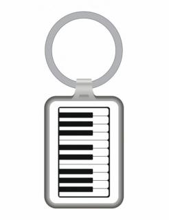 Zongorabillentyűzet mintájú fém kulcstartó 7,5×3 cm AGK1053 Zenei ajándéktárgy
