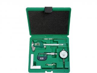 6 részes mérőeszköz készlet, mérőórával és digitális tolómérővel (görgővel) 0-150/0.01 mm - Insize