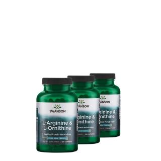 Arginin és ornitin, Swanson L-Arginine &amp; L-Ornithine, 3x100 kapszula