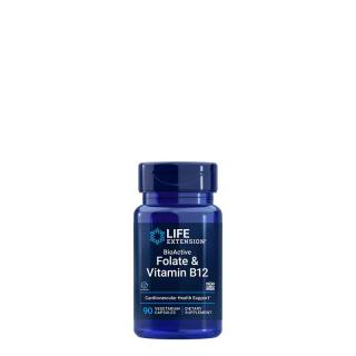 Bioaktív folát + B-12 vitamin, Life Extension Bioactive Folate &amp; B12, 90 kapszula