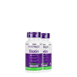 Biotin 10 000 mcg, Natrol Biotin for Healthy Hair &amp; Strong Nails, 2x100 tabletta