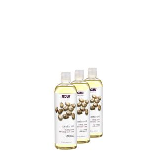 Bőr- és hajpuhító ricinusolaj, Now 100% Pure Castor Oil, 3x437 ml