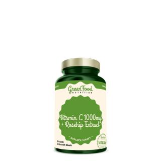 C-vitamin 1000 mg + csipkebogyó, GreenFood Nutrition C-1000+ Rosehip Extract, 60 kapszula