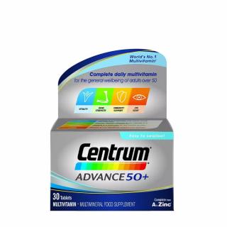 Centrum Advance 50+ - Teljeskörű napi mutivitamin az általános jóllétért 50 év felett - 30 tablet...
