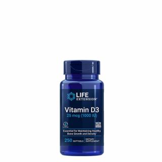 D-vitamin 1000 IU, Life Extension Vitamin D3, 250 gélkapszula