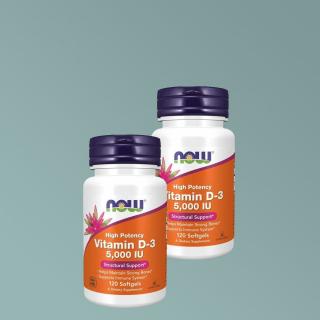 D-vitamin 5000 IU, Now Vitamin D-3, 2x 120 kapszula