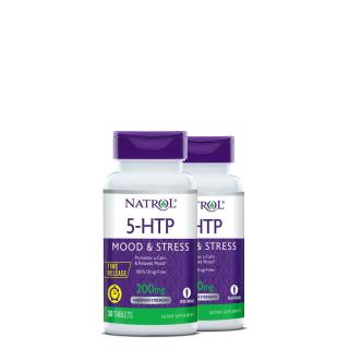 Elnyújtott felszívódású 5-hidroxi-triptofán 200 mg, Natrol 5-HTP Time Release, 2x30 kapszula