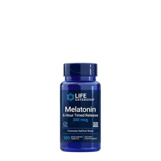 Elnyújtott felszívódású melatonin 0,3 mg, Life Extension Melatonin 6 hour Time Release, 100 kapsz...