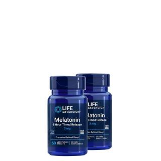 Elnyújtott felszívódású melatonin 3 mg, Life Extension Melatonin 6 hour Time Release, 2x60 tablet...