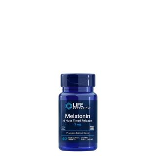 Elnyújtott felszívódású melatonin 3 mg, Life Extension Melatonin 6 hour Time Release, 60 tabletta...