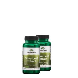 Extra dózisú olajfalevél kivonat 750 mg, Swanson Extra Strength Olive Leaf Extract, 2x60 kapszula