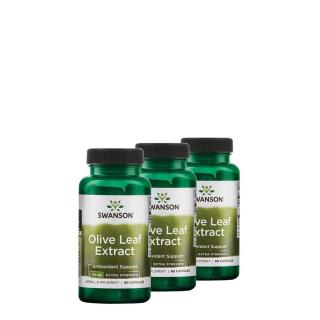 Extra dózisú olajfalevél kivonat 750 mg, Swanson Extra Strength Olive Leaf Extract, 3x60 kapszula