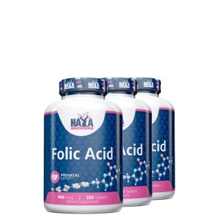 Folsav 800 mcg, Haya Labs Folic Acid Prenatal Support, 3x250 tabletta