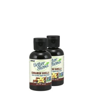 Folyékony stevia édesítőszer, fahéj-vanília, Now Better Stevia, 2x59 ml