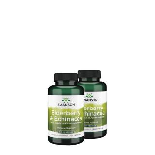 Immunerősítő komplex bodza kivonattal, Swanson Elderberry &amp; Echinacea, 2x120 kapszula