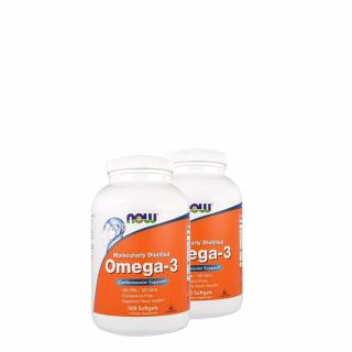 Molekulárisan desztillált halolaj 180 EPA/ 120 DHA, Now Omega-3, 2x500 kapszula