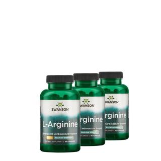 Nagy dózisú l-arginin 850 mg, Swanson Super Strength L-Arginine, 3x90 kapszula